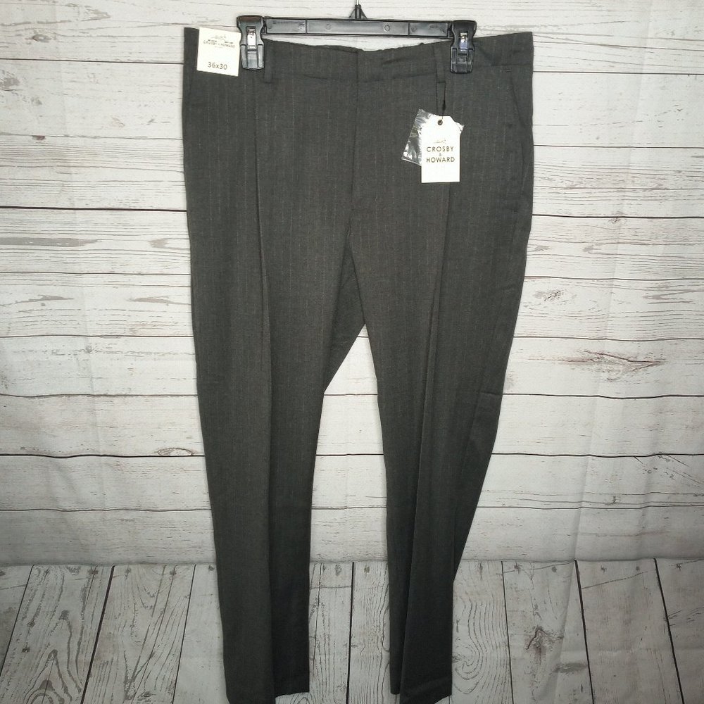 CROSBY & HOWARD GREY MEN'S Pleated Grey Dress Pants $99